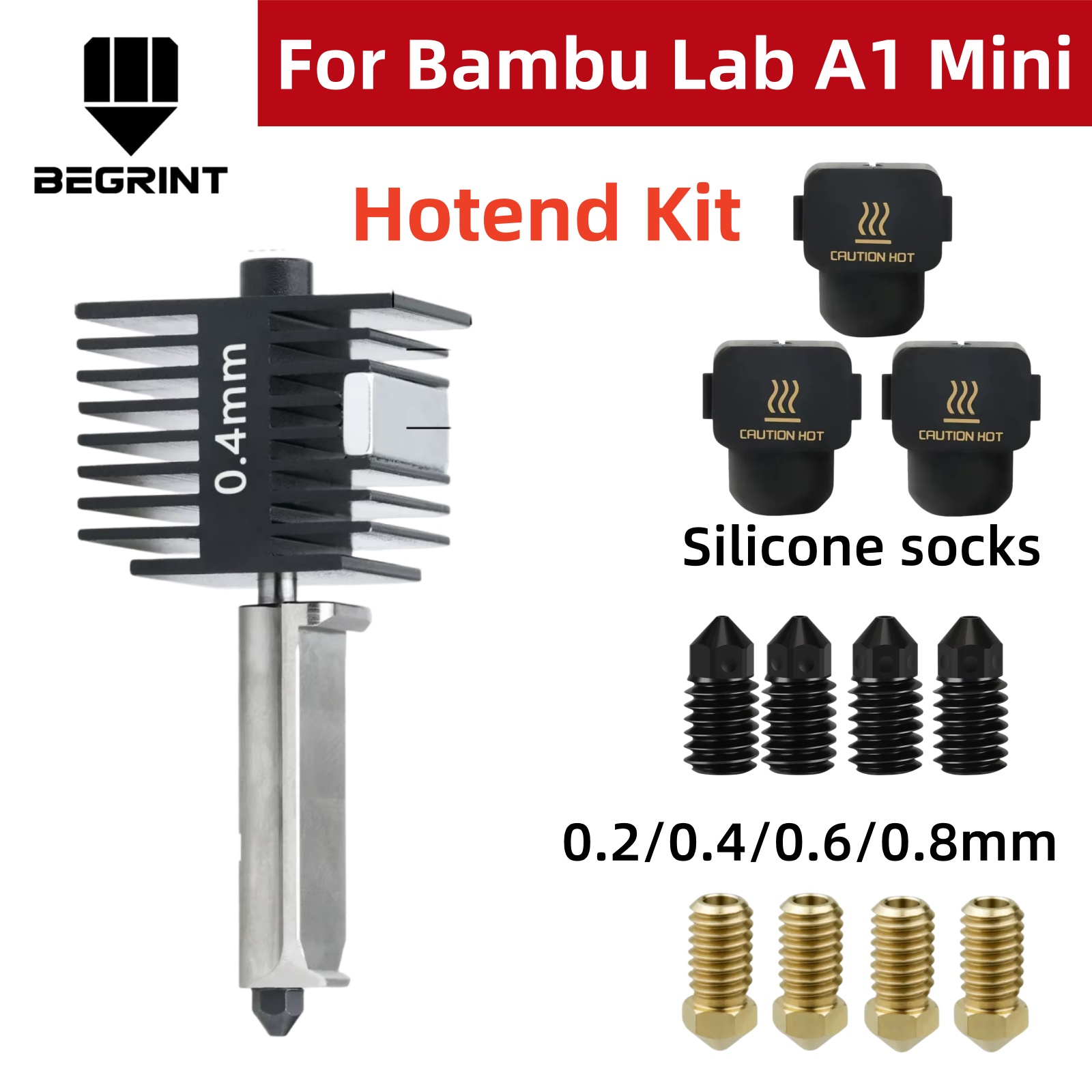 3D Printing Bambu Lab A1 - Bambu Lab A1 Mini A2L用ホットエンドキット、0.2/0.4/0.6/0.8mm硬化鋼ノズル付き、A1用交換ホットエンドキット、Bambu A1