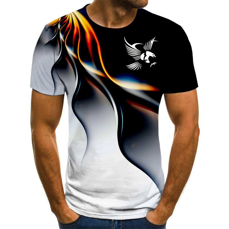 3D Printing Eagle - 男性と女性のための3DイーグルプリントTシャツ,半袖ストリートウェア,原宿,ヒップホップ,特大トップス,2022