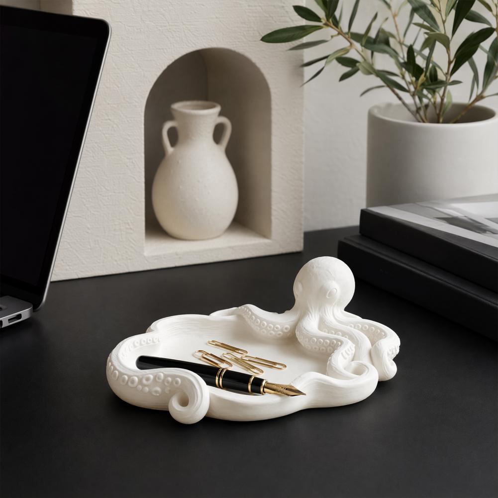 3D Printing Ring Holder - 海洋収納トレイ 3Dプリント タコ型ジュエリートレイ 海洋動物イヤリングホルダー 装飾リングディッシュオーガナイザー 鍵や小物入れ