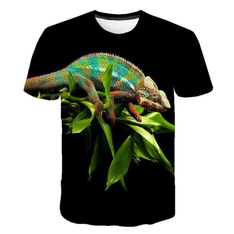 3D Printing Lizard - メンズレプタイル3DプリントTシャツ,ファッショナブルなカメレオンTシャツ,プラスサイズのヒップホップ,ストリート,カジュアルトップ,特別オファー