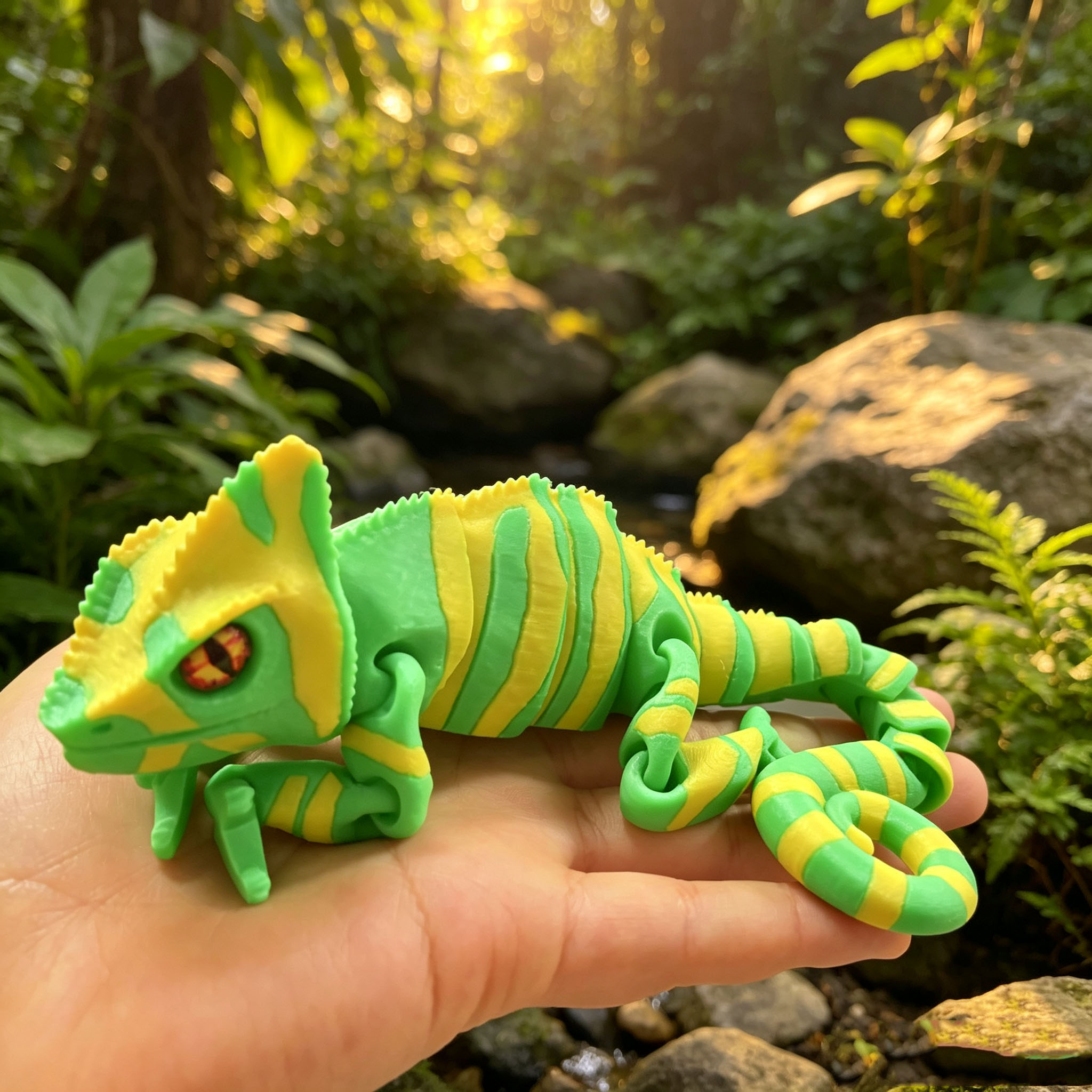 3D Printing Lizard - カメレオンの関節式フレキシブルフィジェットデスクフィギュアおもちゃ、3Dプリントされたトカゲの装飾品、かわいい爬虫類のデスクコンパニオン、友人へのギフト
