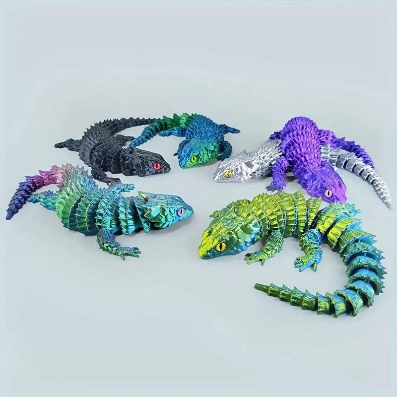 3D Printing Lizard - 3Dプリントされた連結されたトカゲの置物、可動式漫画風フィギュア、クリエイティブなデスクプランター、ロックガーデン、水槽の景観装飾