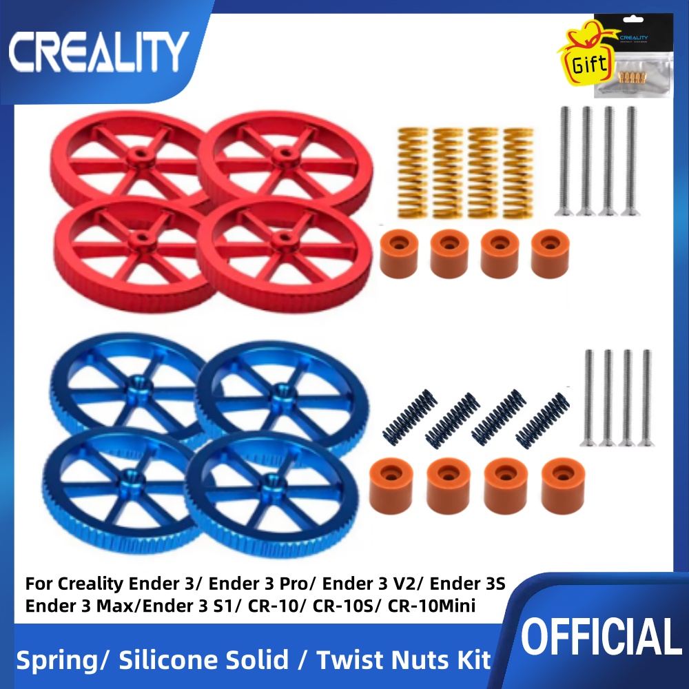 3D Printer Bed Spring - アルミニウムハンドレベリングナットキット,ホットベッドダイスプリング,ネジ,シリコン加熱ベッド,Creality 3Dプリンター部品用,4個