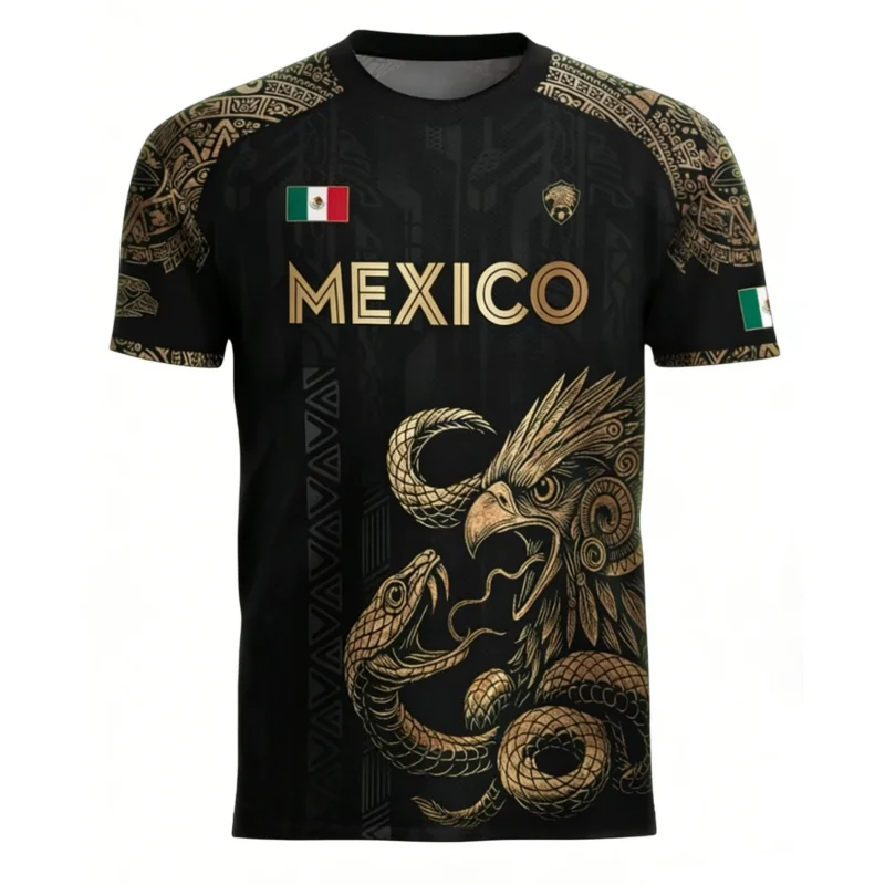 3D Printing Eagle - メキシコ国旗プリントメンズ Tシャツ面白い 3D イーグルパターン半袖 Tシャツ屋外サッカースポーツカジュアルファッション O