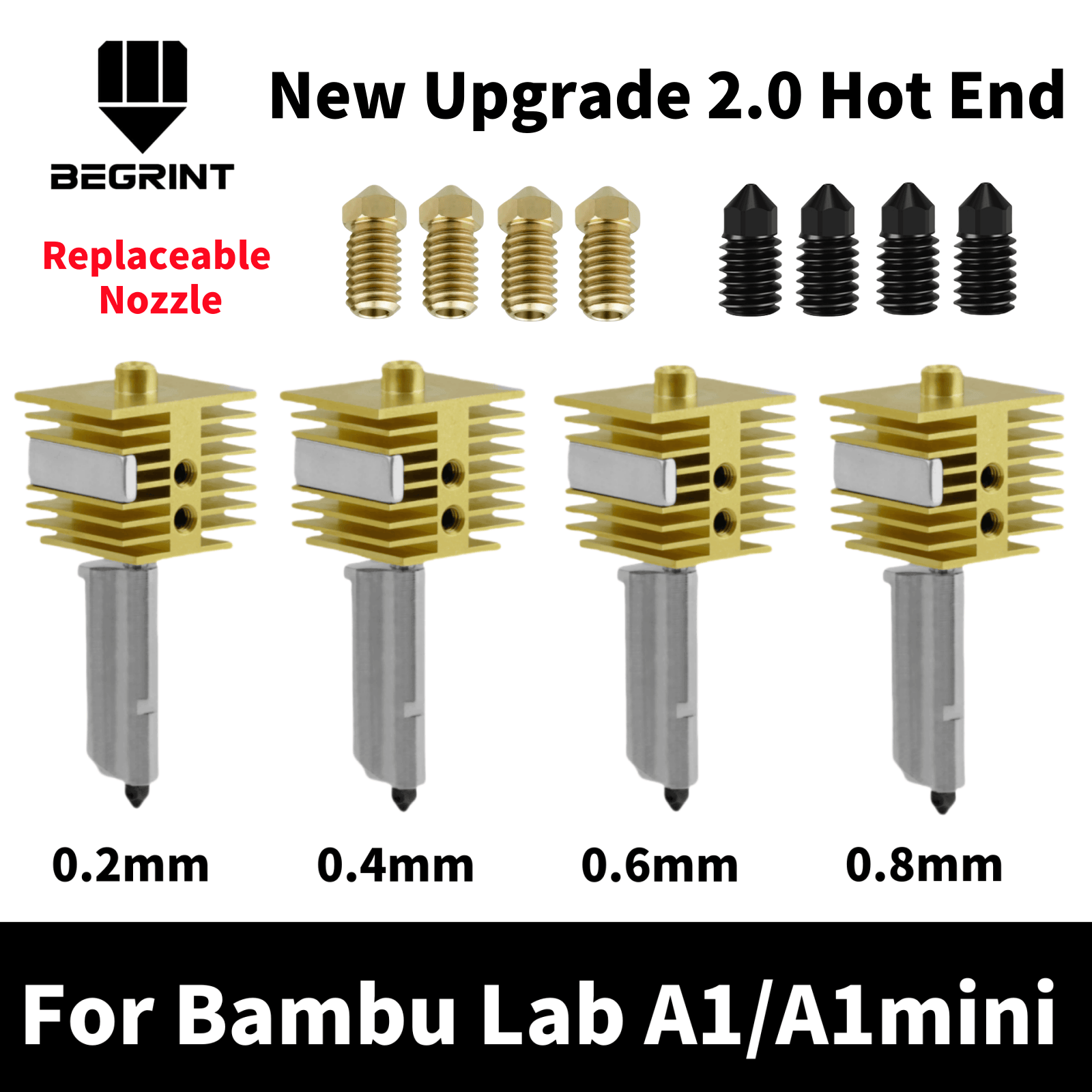 3D Printing Bambu Lab A1 - Bambu Lab A1 mini用新型ホットエンド組み立てキット 0.2 0.4