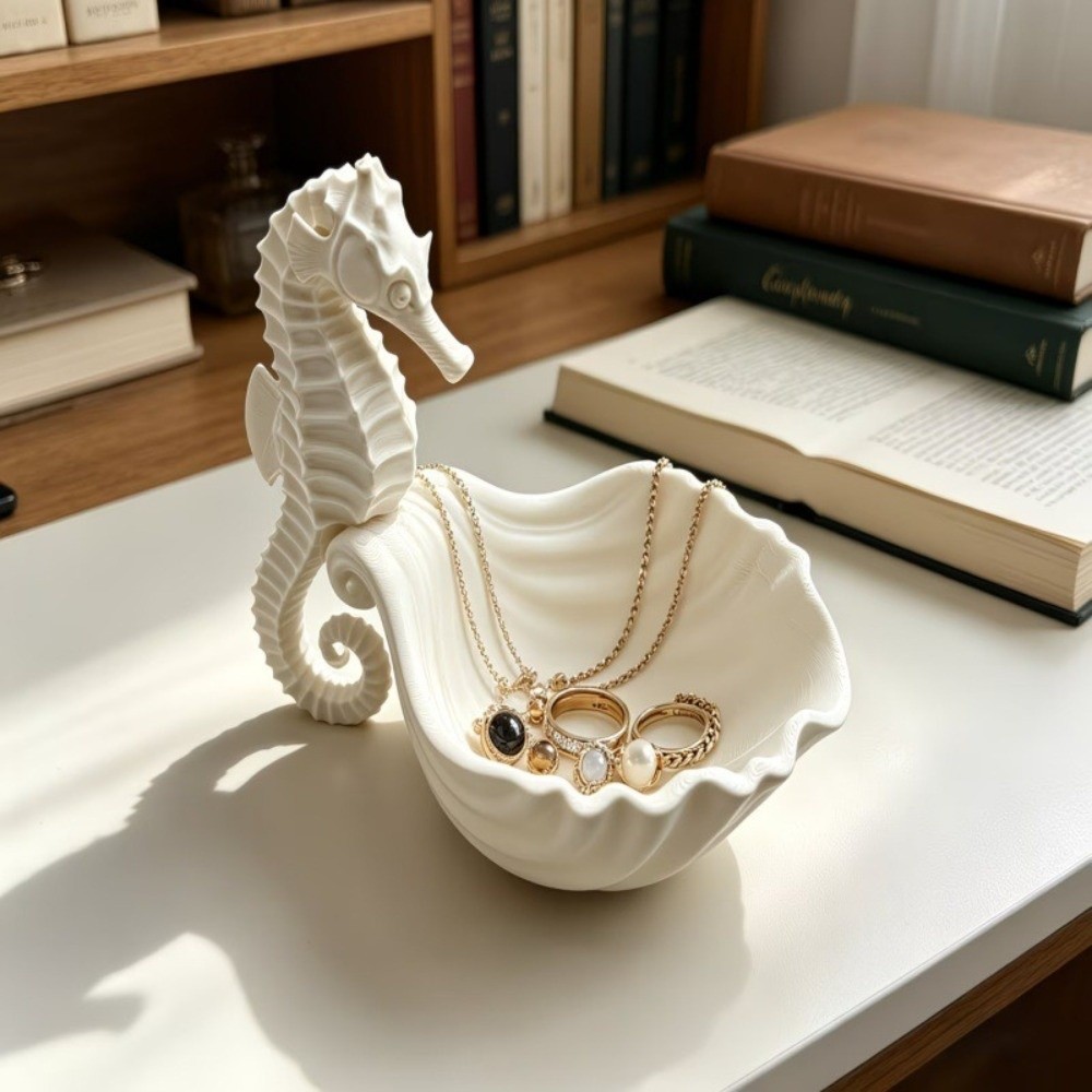 3D Printing Ring Holder - 3D プリントされたタツノオトシゴの形をした収納トレイプラスチック装飾ジュエリーディスプレイスタンド安定したかわいいリングホルダーリビングルームの装飾