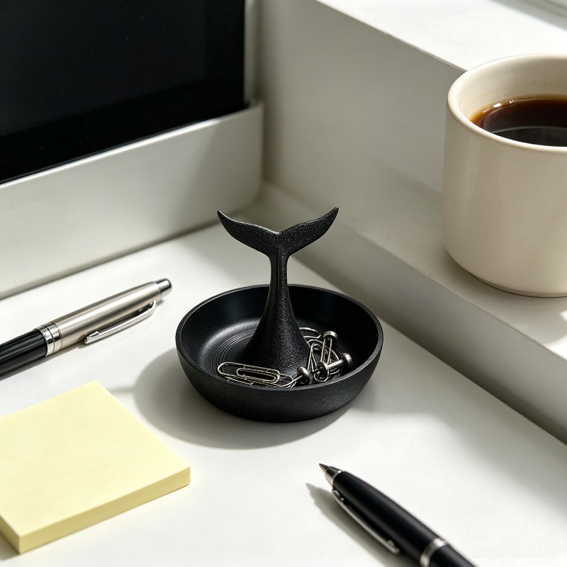 3D Printing Ring Holder - 3D プリントされたクジラの尾ジュエリートレイミニラウンドデスク収納皿ペーパークリップリングホルダーミニマリストオフィスデスクトップ装飾
