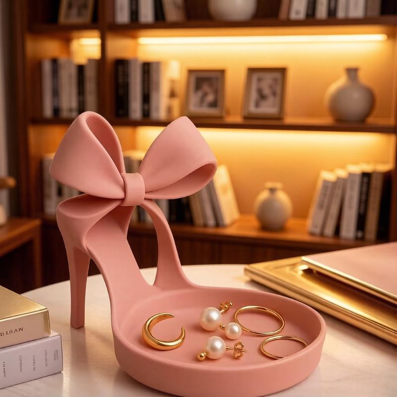3D Printing Ring Holder - 3Dプリント製ハイヒールジュエリーディスプレイスタンド、イヤリング、ネックレス、指輪用収納トレイホルダー