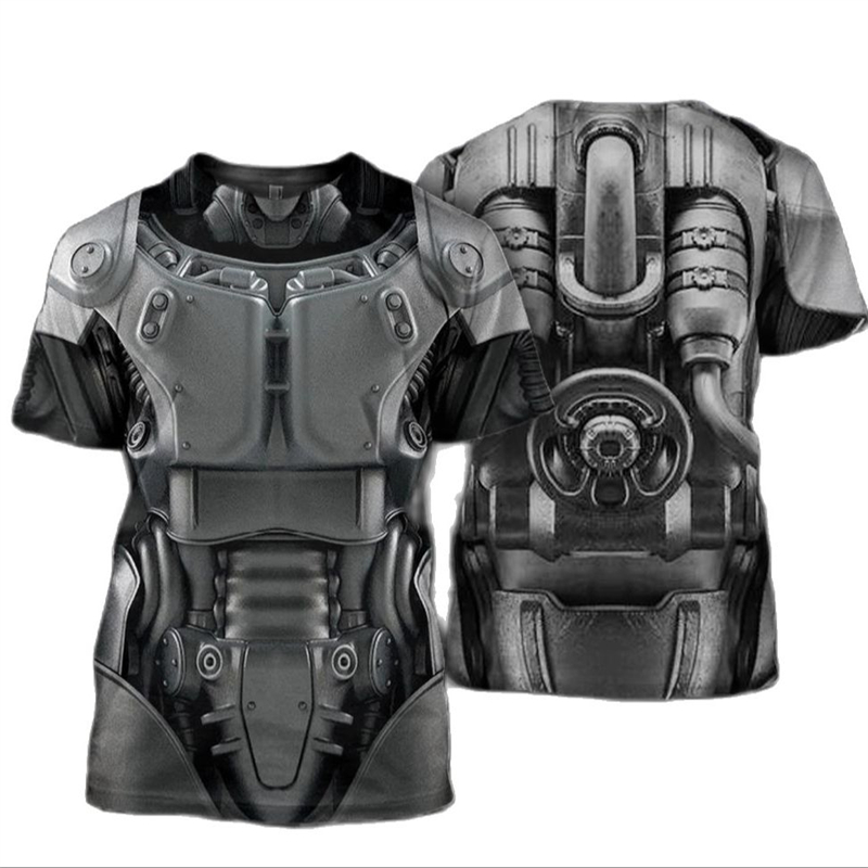 3D Printing Knight Armor - 3D プリント騎士鎧コスプレ Tシャツ男性のための新メンズカジュアル O ネック半袖 Tシャツストリートおかしい