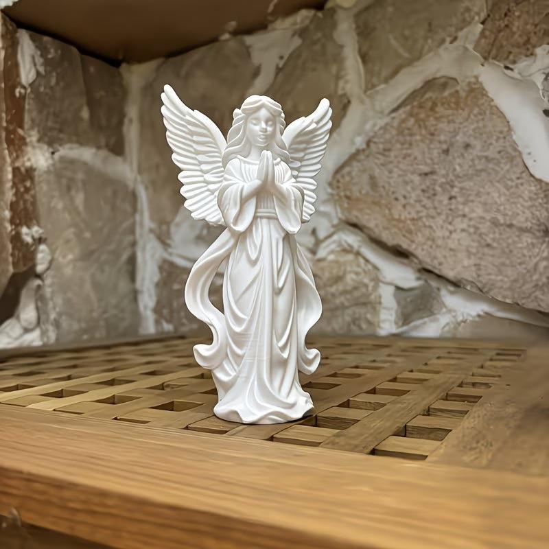 3Dプリントされた祈る天使の宗教的な置物、白い金の守護像、書 - 3D Printing Gold のレビューと価格