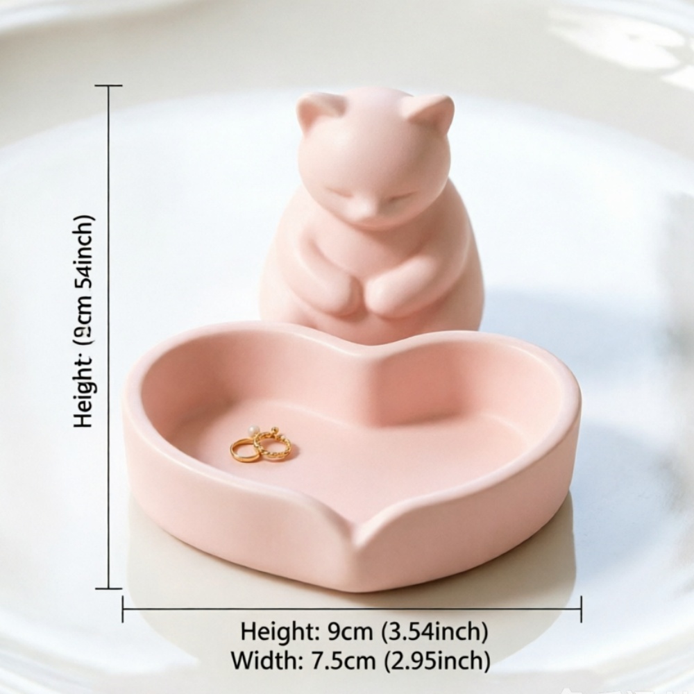 3Dプリントされたピンクの猫とハート型のトレイ、ジュエリーデ - 3D Printing Ring Holder のレビューと価格