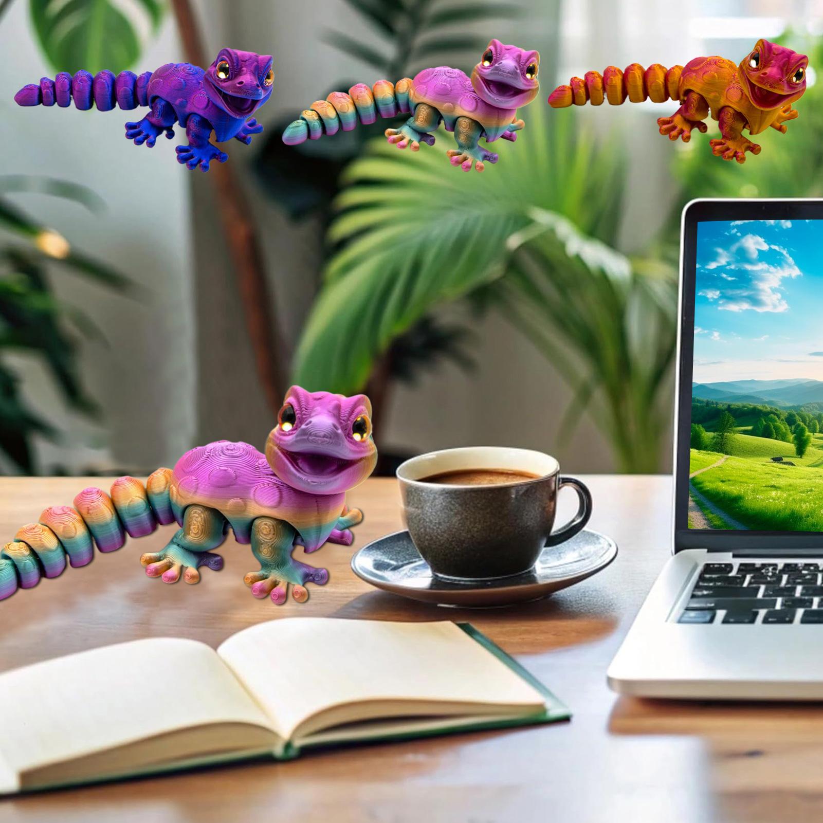 3Dプリント製ヤモリの置物、爬虫類フィジェットトイ、子供、男 - 3D Printing Lizard のレビューと価格