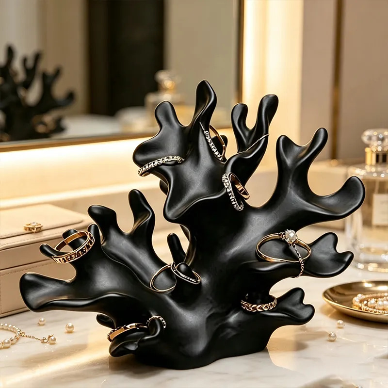 3D プリントサンゴの枝ジュエリーホルダーブラックリングディ - 3D Printing Ring Holder のレビューと価格