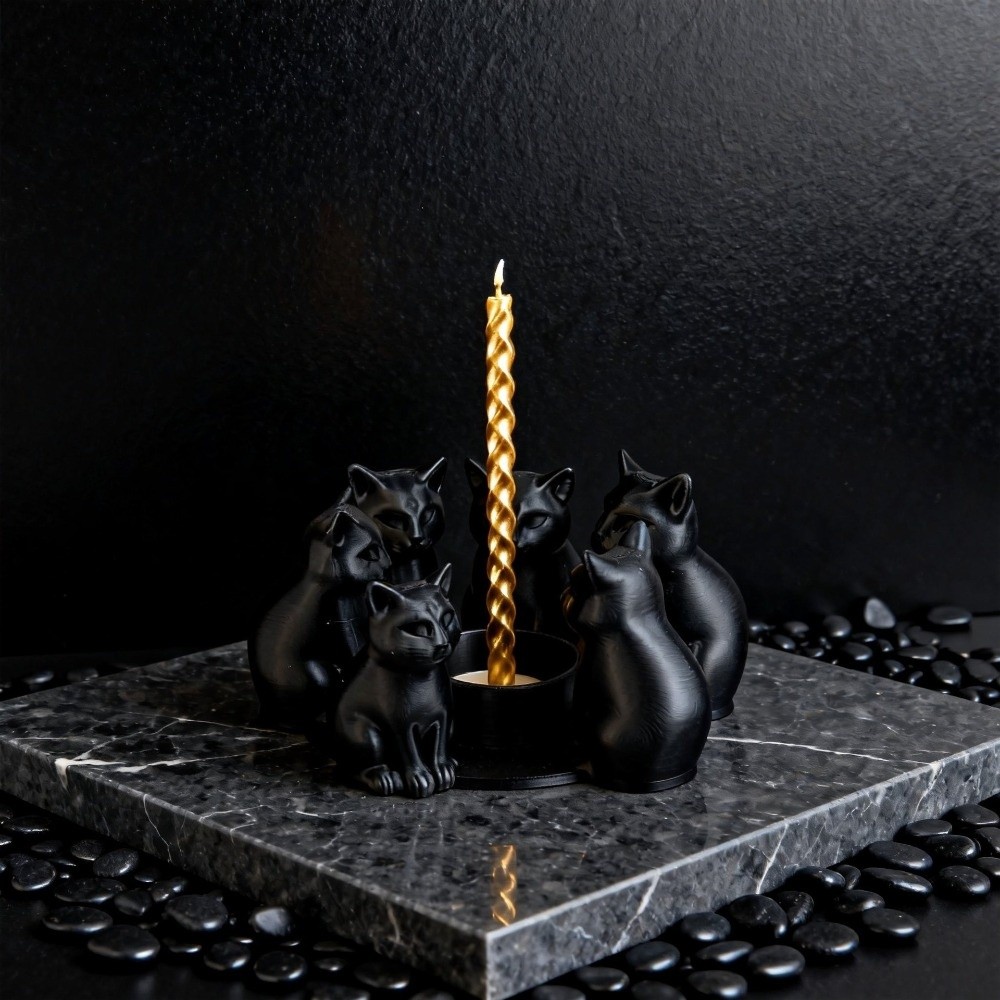 クリエイティブな漫画風猫キャンドルホルダー、装飾リング型3D - 3D Printing Ring Holder のレビューと価格