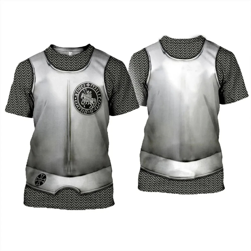 男性用3DプリントTシャツ,半袖マニキュアアーマー,原宿,新 - 3D Printing Knight Armor のレビューと価格