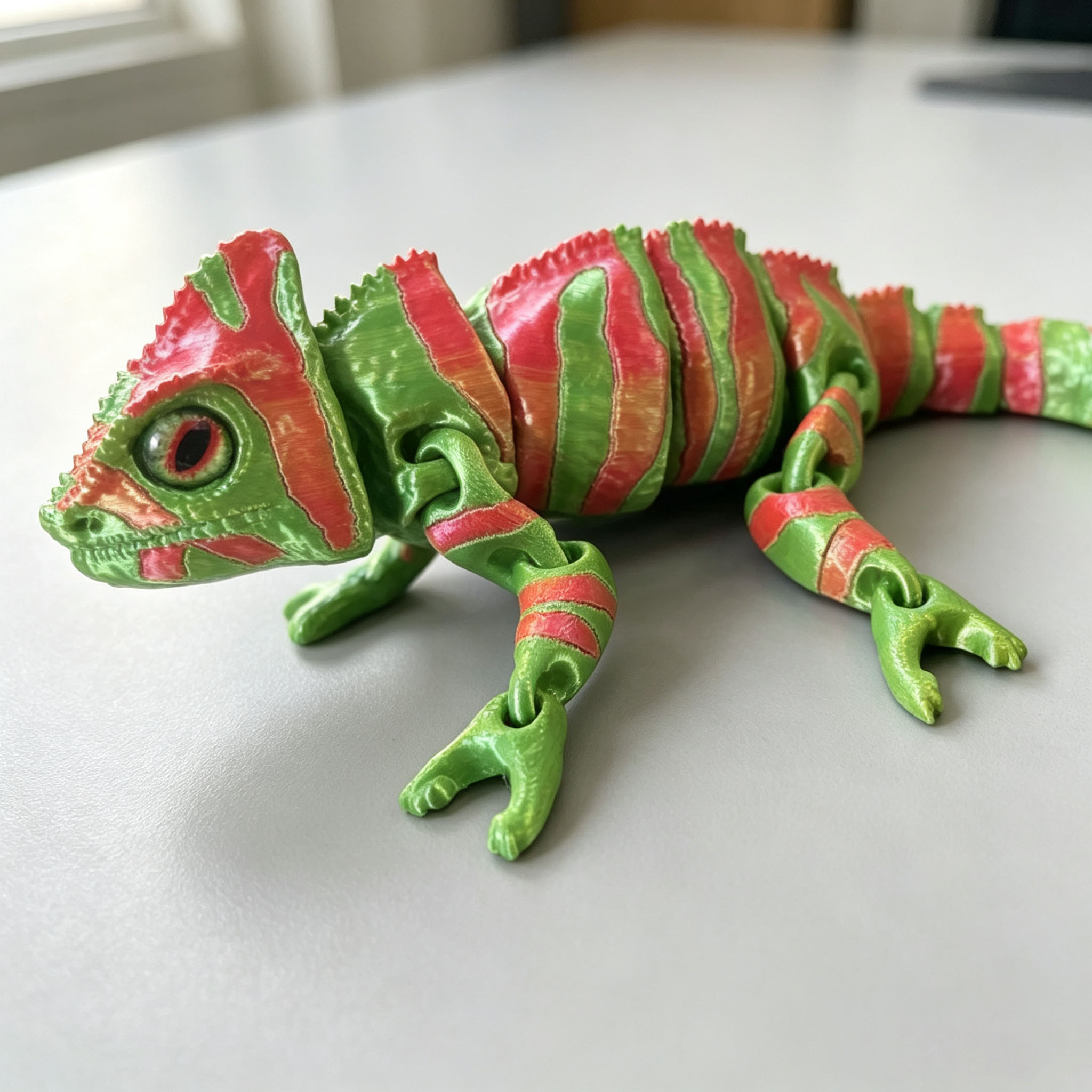 可動関節付き3Dプリントカメレオンリザードモデル装飾玩具 - 3D Printing Lizard のレビューと価格