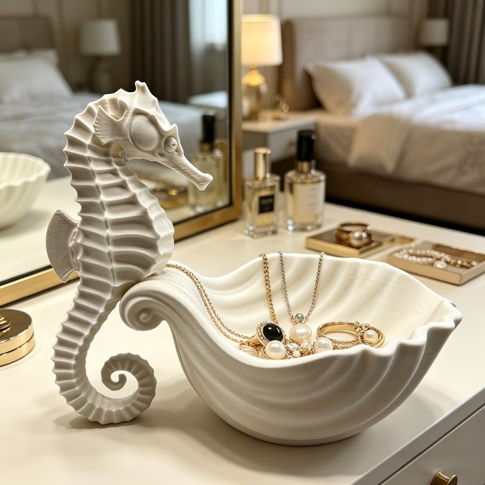 3D プリントされたタツノオトシゴの形をした収納トレイプラス - 3D Printing Ring Holder のレビューと価格