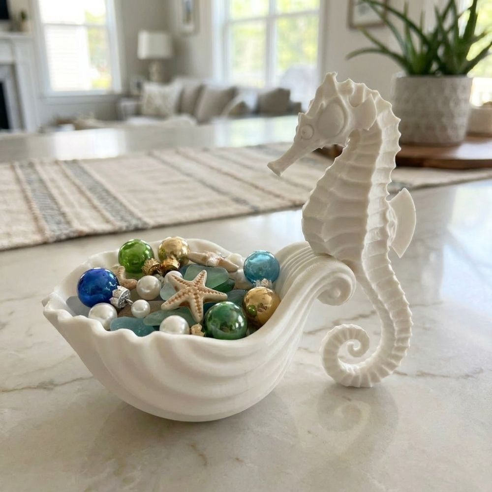 3D プリントされたタツノオトシゴの形をした収納トレイプラス - 3D Printing Ring Holder のレビューと価格