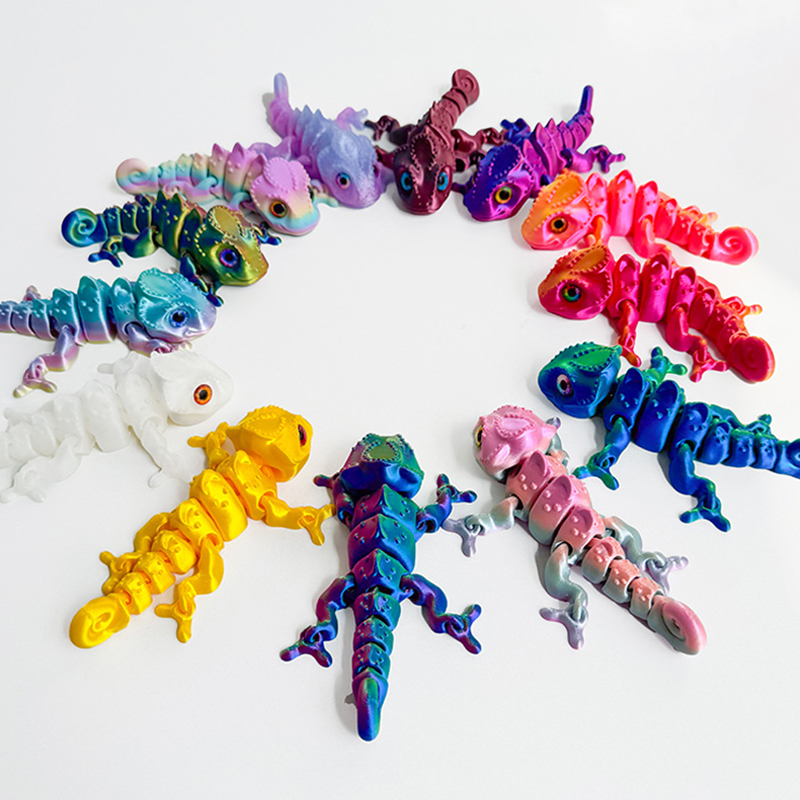 新しい3Dプリントカメレオンフィギュア、多関節可動、シミュレ - 3D Printing Lizard のレビューと価格