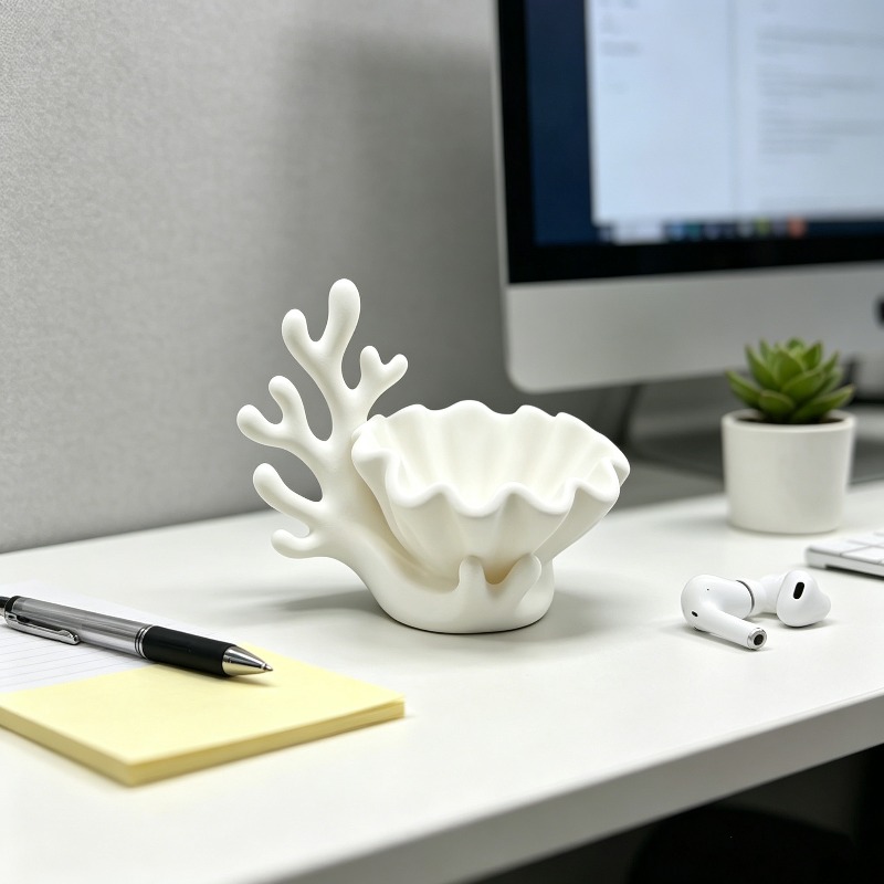 3Dプリントされた珊瑚貝殻の飾り皿、オーシャンコースタルスタ - 3D Printing Ring Holder のレビューと価格